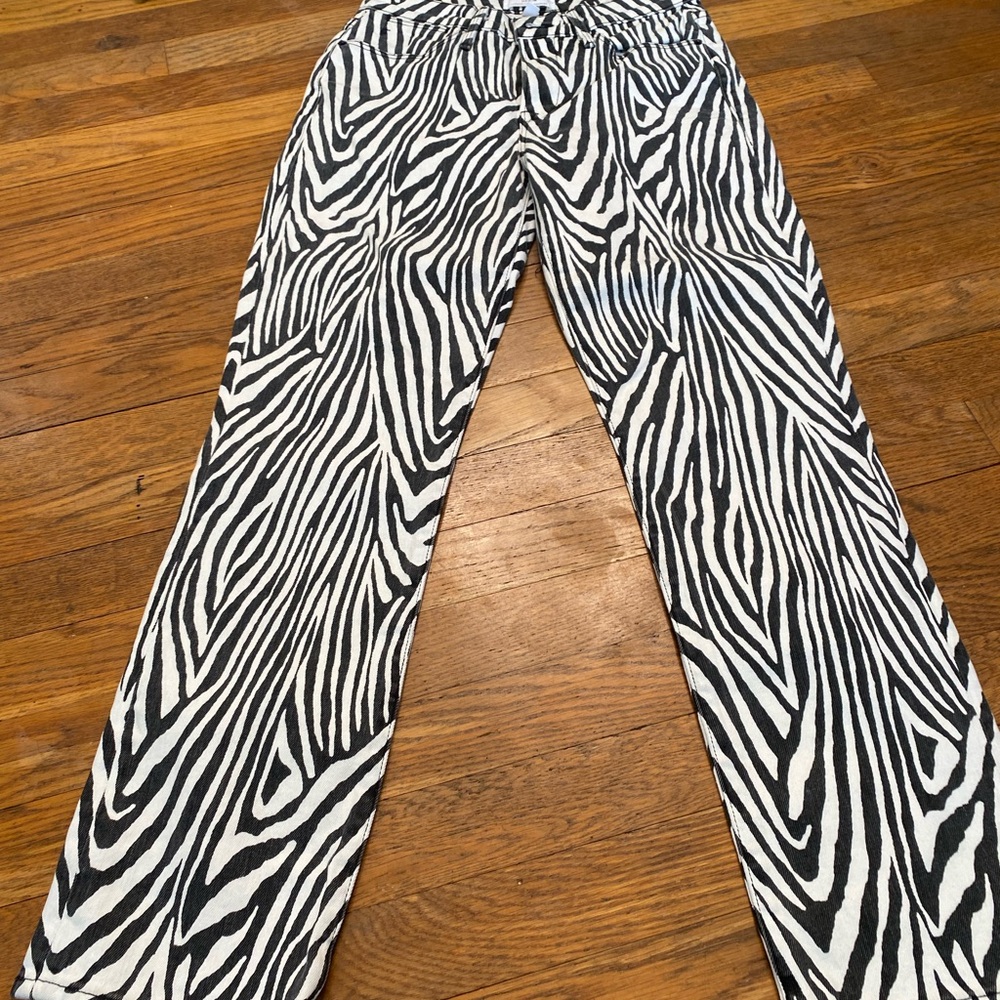 FRAME Denim Le High Straight Zebra Print Jeans – Size 25 - Picture 3 of 9
